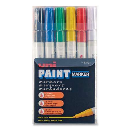 uni-Paint Permanent Marker, Fine Bullet Tip, Assorted Colors, 12/Set (63721)
