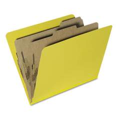 AbilityOne 7530015567918 SKILCRAFT Pressboard Top Tab Classification Folder, 2 Dividers, Letter Size, Yellow, 10/Box