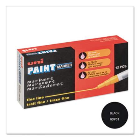 uni-Paint Permanent Marker, Fine Bullet Tip, Black (63701)
