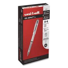 uni-ball IMPACT Gel Pen, Stick, Medium 1 mm, Silver Metallic Ink, Silver Barrel (60658)