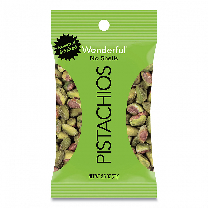Wonderful Pistachios, Dry Roasted and Salted, 2.5 oz, 8/Box (070146A25M)