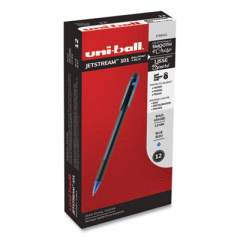 uni-ball Jetstream 101 Roller Ball Pen, Stick, Bold 1 mm, Blue Ink, Black/Blue Barrel, Dozen (892693)