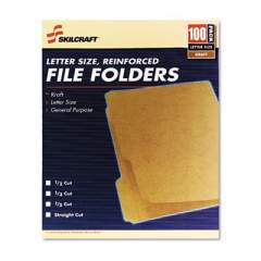AbilityOne 7530006630031 SKILCRAFT Medium File Folders, Straight Tab, Letter Size, Kraft, 100/Box