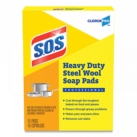 Steel Wool Soap Pads, 2.4 x 3, Steel, 15/Box (88320BX)