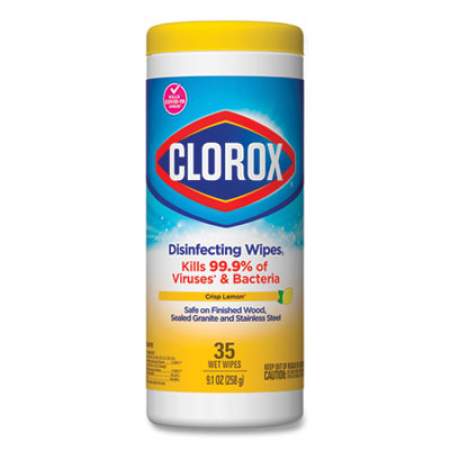Clorox Disinfecting Wipes, 7 x 8, Crisp Lemon, 35/Canister (01594EA)