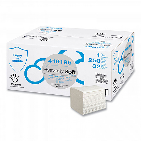 Heavenly Soft Special Door Tissue, 1-Ply, 4.1 x 5.1, White, 250/Pack, 32 Packs/Carton (419195)