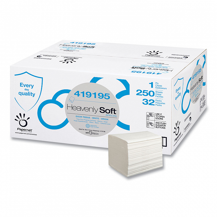 Heavenly Soft Special Door Tissue, 1-Ply, 4.1 x 5.1, White, 250/Pack, 32 Packs/Carton (419195)