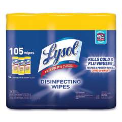 LYSOL Disinfecting Wipes, 7 x 7.25, Lemon and Lime Blossom, 35 Wipes/Canister, 3 Canisters/Pack, 4 Packs/Carton (82159CT)