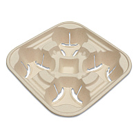 Fiber Cup Carriers, 8 oz to 22 oz, Four Cups, Natural, 600/Carton (CCFB4LF)