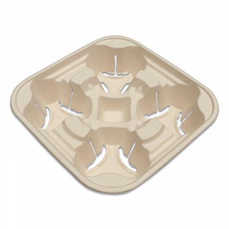 Fiber Cup Carriers, 8 oz to 22 oz, Four Cups, Natural, 600/Carton (CCFB4LF)