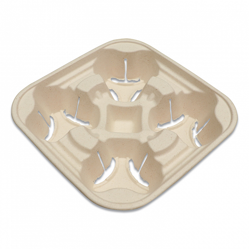 Fiber Cup Carriers, 8 oz to 22 oz, Four Cups, Natural, 600/Carton (CCFB4LF)