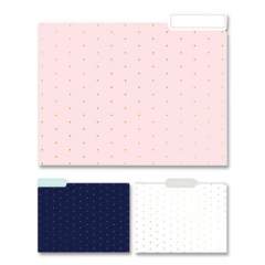 Eccolo Fashion File Folders, 1/3-Cut Tabs, Letter Size, Pindot Assortment, 9/Pack (ST617A)