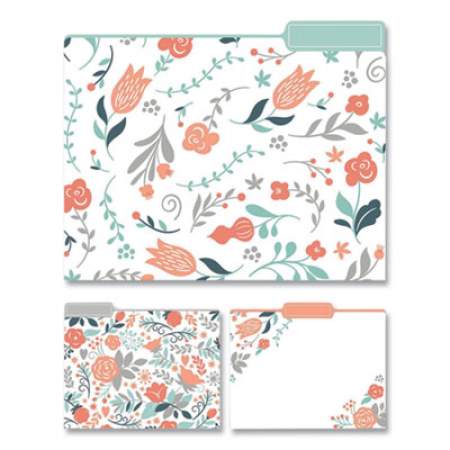 Eccolo Fashion File Folders, 1/3-Cut Tabs, Letter Size, Modern Floral Assortment, 9/Pack (ST617B)