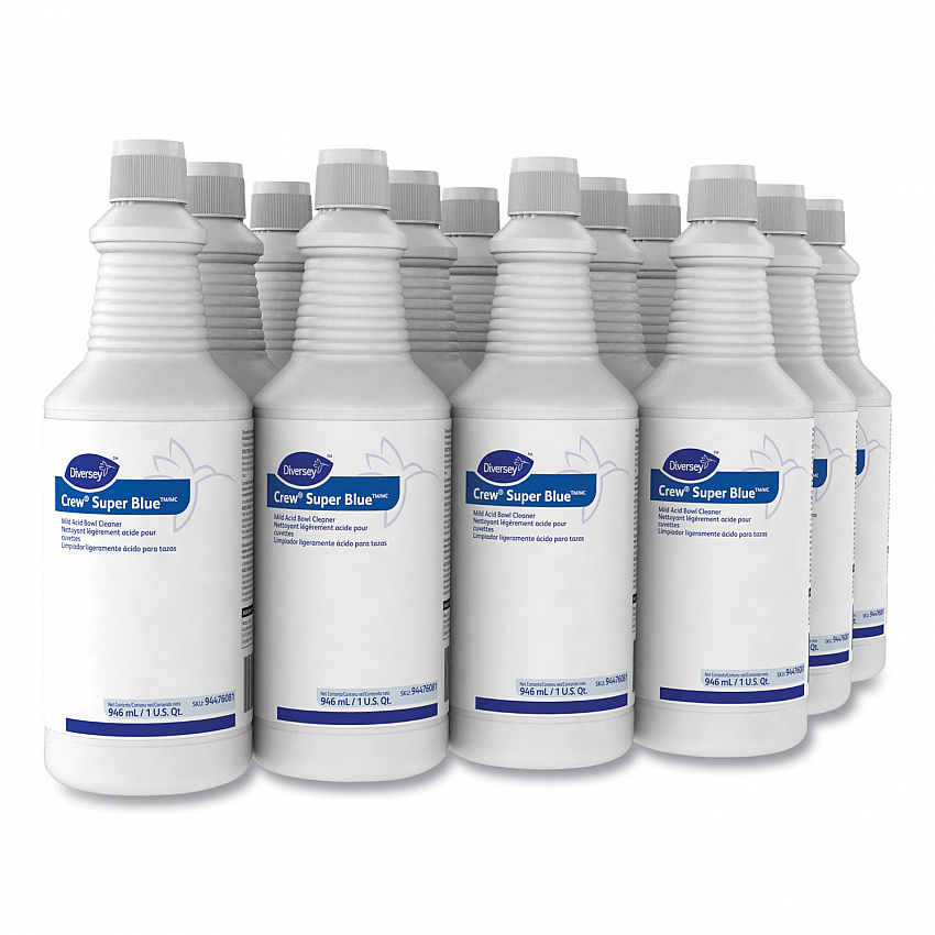 Crew Super Blue Mild Acid Bowl Cleaner, Citrus Scent, 32 oz Squeeze Bottle, 12/Carton (94476081)