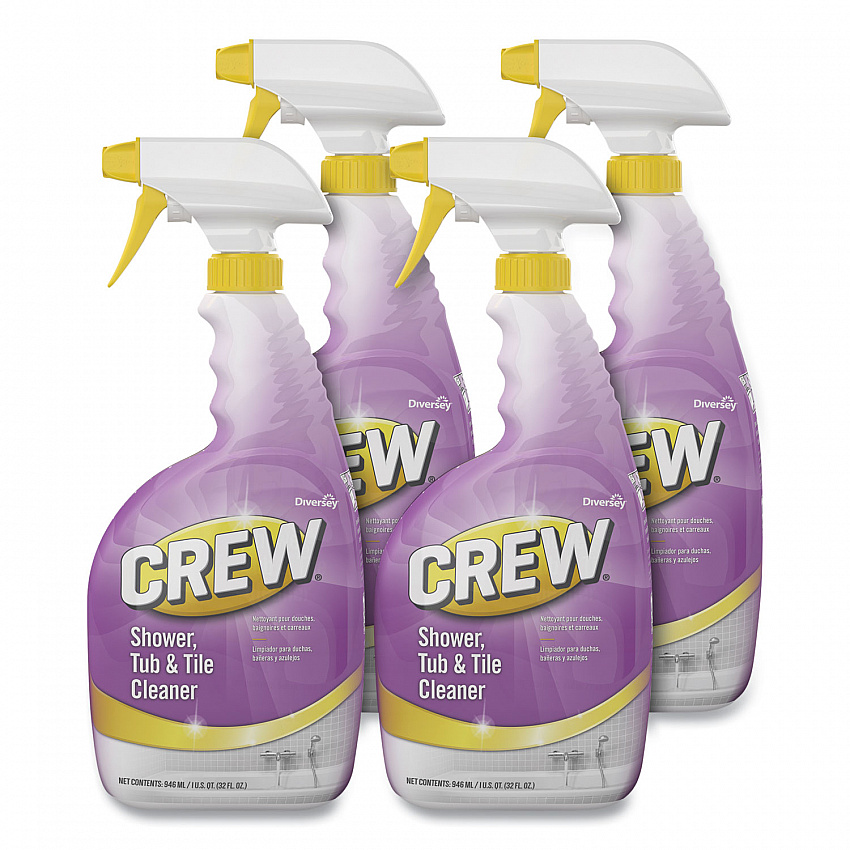 Crew Shower, Tub and Tile Cleaner, Fresh Clean Scent, Liquid, 32 oz Bottle, 4/Carton (CBD540281)