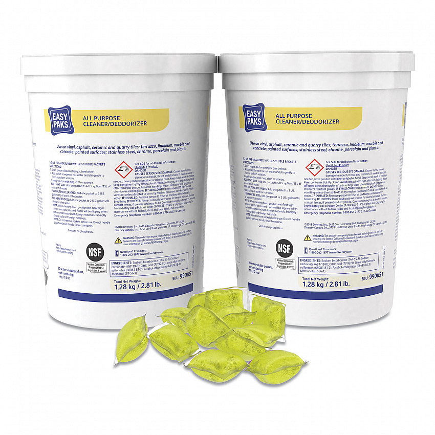 All-Purpose Cleaner/Deodorizer, Fresh Scent, 90 .5 oz Packets/Tub, 2 Tubs/Carton (990651)