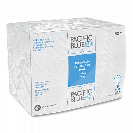 Pacific Blue Select Disposable Patient Care Washcloths, 1-Ply, 9.5 x 13, Unscented, White, 50/Pack, 20 Packs/Carton (80535)