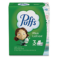 Plus Lotion Facial Tissue, 2-Ply, White, 124 Sheets/Box, 3 Box/Pack (39363PK)