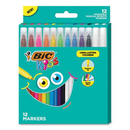 BIC Kids Coloring Magical Effects Markers, Medium Bullet Tip, Assorted Colors, 12/Pack (BKCME12AST)