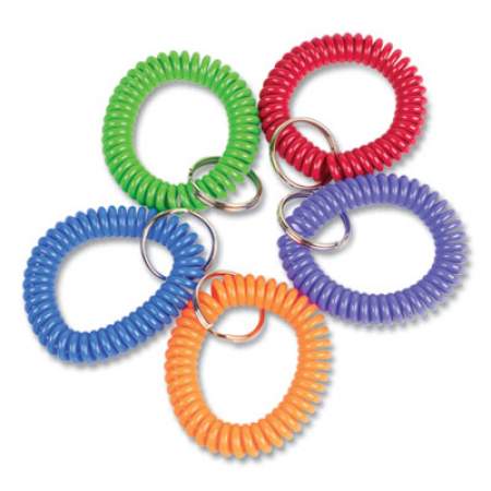 CONTROLTEK Wrist Key Coil Key Organizers, Blue; Green; Orange; Purple; Red, 10/Pack (565104)