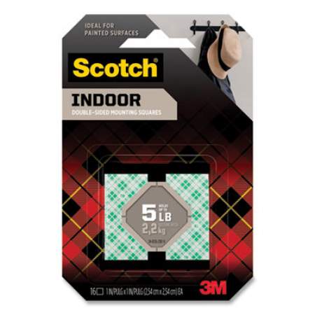 Scotch Permanent High-Density Foam Mounting Tape, 1" Squares, Double-Sided, Holds Up to 5 lbs, White, 16/Pack (111SSQ16)