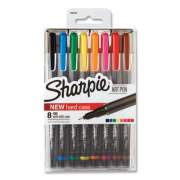 Sharpie Art Pen w/Hard Case Porous Point Pen, Stick, Fine 0.4 mm, Assorted Ink and Barrel Colors, 8/Pack (1982056)