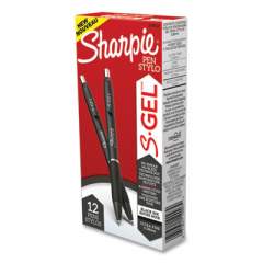 Sharpie S-Gel S-Gel High-Performance Gel Pen, Retractable, Extra-Fine 0.38 mm, Black Ink, Black Barrel, Dozen (2140521)