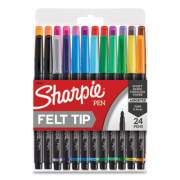 Sharpie Art Pen Porous Point Pen, Stick, Fine 0.4 mm, Assorted Ink Colors, Black Barrel, 24/Pack (1983967)