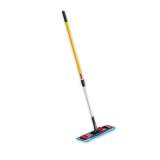 Rubbermaid Commercial Adaptable Flat Mop Kit, 19.5 x 5.5 Blue Microfiber Head, 48" to 72" Yellow Aluminum Handle (2132426)