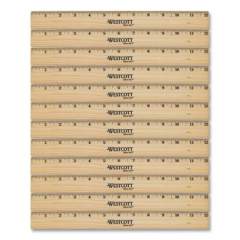 Westcott Beveled Wood Ruler, Standard, 12" Long, Natural Hardwood, 12/Pack (24403727)