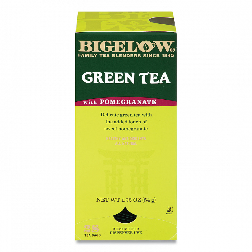 Green Tea with Pomegranate, 0.07 oz Tea Bag, 28/Box (RCB10363)