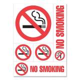 COSCO Preprinted Vinyl Decal Sign, Five-Piece "No Smoking" Set, Assorted Sizes, Red/White (184904)