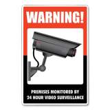 COSCO UV-Coated Preprinted Molded-Plastic Sign, 24-Hour Video Surveillance, 8 x 12, Black/Red/White (2126645)