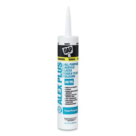 DAP ALEX PLUS All Purpose Acrylic Latex Caulk Plus Silicone, 10.1 oz Capsule/Cartridge, White (7079818152)
