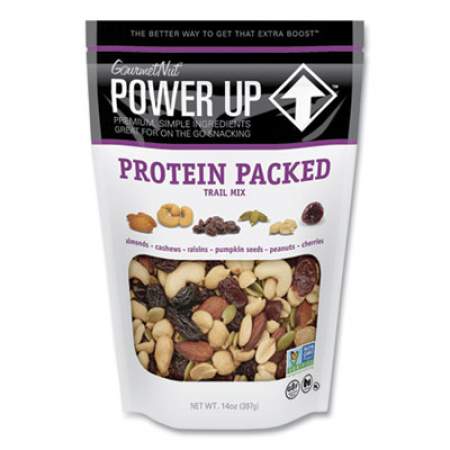 Gourmet Nut Power Up Trail Mix, Protein Packed, 14 oz Bag, 6/Carton (24410794)