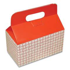 Dixie Take-Out Barn One-Piece Paperboard Food Box, Basket-Weave Plaid Theme, 9.5 x 5 x 5, Red/White, 125/Carton (24451830)