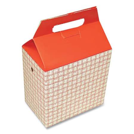 Dixie Take-Out Barn One-Piece Paperboard Food Box, Basket-Weave Plaid Theme, 8 x 5 x 8, Red/White, 125/Carton (H2RP)