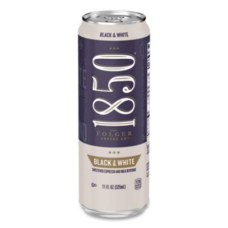 1850 Iced Coffee, Black and White: Sweetened Espresso and Milk, 11 oz Can, 12/Carton (24458765)