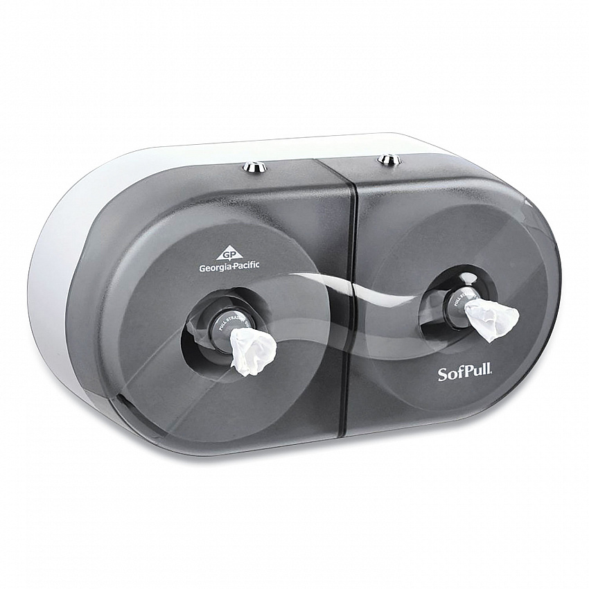 SofPull Twin High-Capacity Center-Pull Bathroom Tissue Dispenser, 20.13 x 7 x 10.75, Smoke (56509)