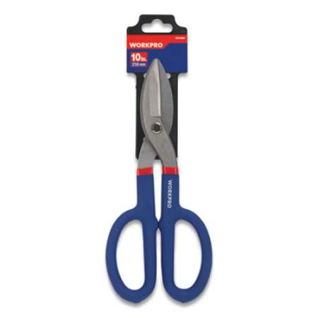 Workpro Tin Snip Pliers, 10" Long, Drop-Forged Steel, Blue/Red Soft-Grip Handle (24394202)