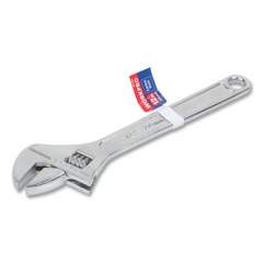 Workpro Stamped Adjustable Wrench, 12" Long, 1.5" Jaw Capacity, Chrome-Plated Forged Carbon Steel (24394208)