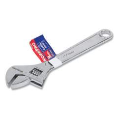 Workpro Stamped Adjustable Wrench, 8" Long, 1" Jaw Capacity, Chrome-Plated Forged Carbon Steel (W072002WE)