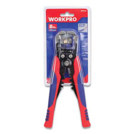 Workpro Square Nose 3-in-1 Automatic Wiring Tool, Strips/Cuts 24 to 10 AWG, Crimps 22-10 AWG, 8" Long, Metal, Blue/Red Handle (W091022WE)
