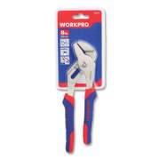 Workpro Groove Joint Pliers, 8" Long, Ni-Fe-Coated Drop-Forged Carbon Steel, Blue/Red Soft-Grip Handle (W031013WE)
