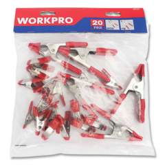 Workpro Steel Spring Clamp Bulk Pack, (15) 0.75" Clamps, (5) 1" Clamps, Zinc/Red, 20/Pack (W001401WE)