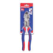Workpro Linesman Pliers, 9" Long, Ni-Fe-Coated Drop-Forged Carbon Steel, Blue/Red Soft-Grip Handle (W031092WE)