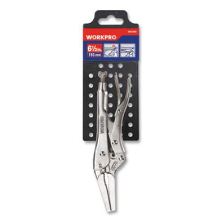 Workpro Locking Pliers, Tapered Long Nose, Straight Jaw, 6.5" Long, Chrome-Vanadium Steel, Chrome Quick-Lock/Release Handle (24394573)