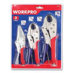 Workpro Locking Pliers, 6.5" Straight Jaw, 7" Curved Jaw, 10" Curved Jaw, Chrome-Vanadium Steel, Blue/Red Quick-Lock Handle (24394582)