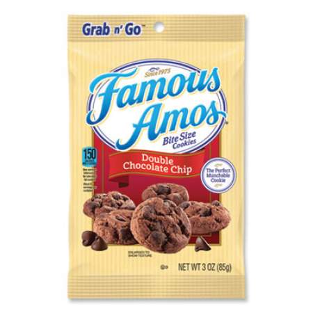 Famous Amos Cookies, Double Chocolate Chip, 3 oz Bag 60/Carton (2757052)