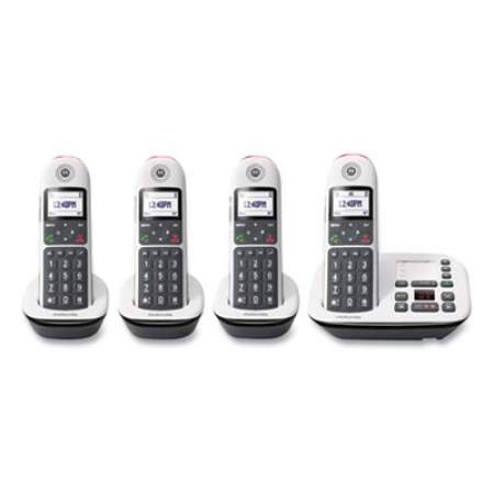 Motorola CD5014 Digital Cordless Telephone with Answering Machine, Base and 4 Handsets, White/Black (24454725)